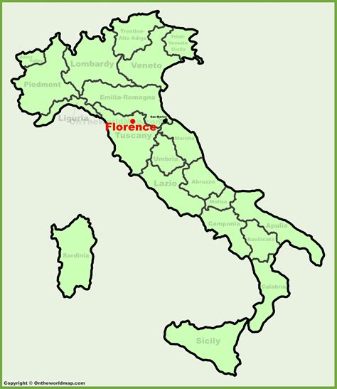 Florence location on the Italy map - Ontheworldmap.com