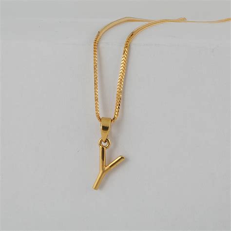 Initial Y Pendant in 22ct Gold | Purejewels.com