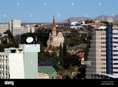 namibia, windhoek, skyline with christuskirche Stock Photo - Alamy