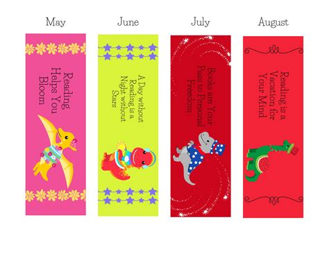 Monthly Dinosaur Bookmarks with Reading Quotes Set of 12 - Etsy España