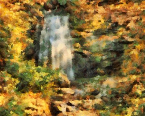 Hidden Autumn Waterfall Painting by Dan Sproul