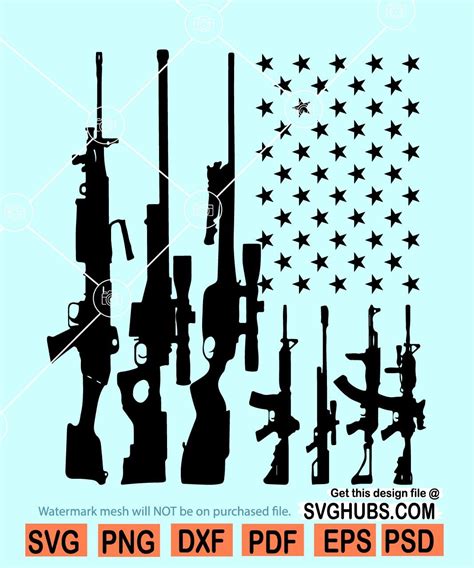 Gun Rifles American Flag SVG, American Gun Flag svg, Rifle flag svg