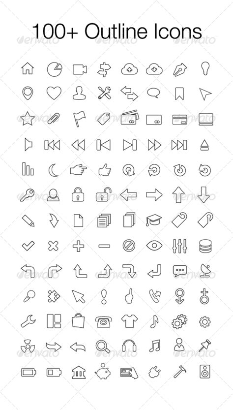 100+ Outline Icons #GraphicRiver - 100+ beautiful and useful icons ...