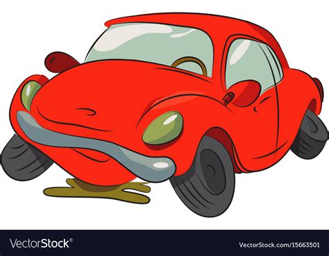 Cartoon image of broken down car Royalty Free Vector Image