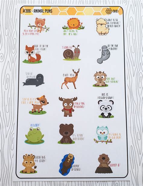 Animal Puns Stickers Set of 18 Item 306 | Etsy