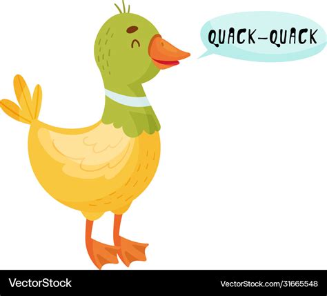 Duck with open mouth making quack sound isolated Vector Image