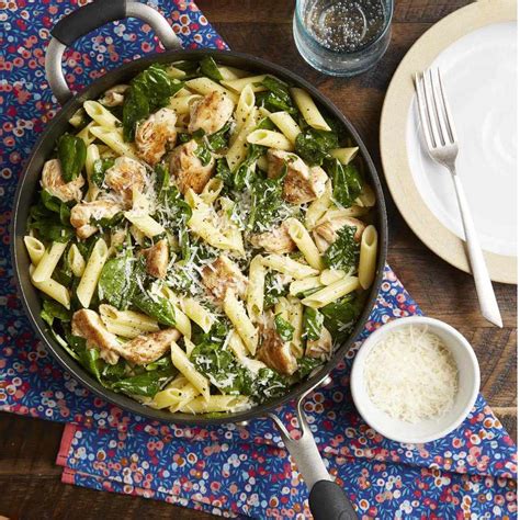 Chicken & Spinach Skillet Pasta with Lemon & Parmesan Recipe | EatingWell