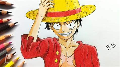 Drawing Straw Hat Luffy with Colour Pencils | One Piece | Budget Art ...