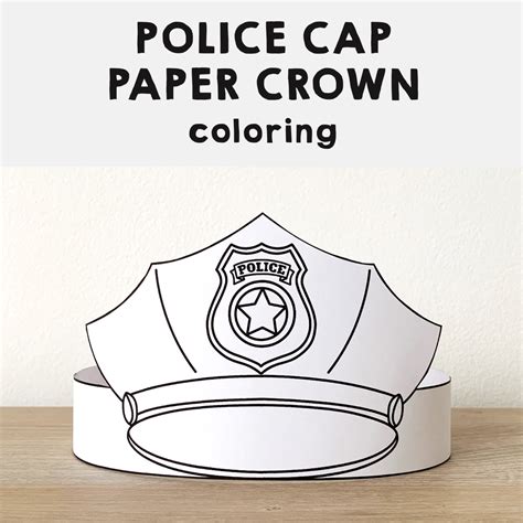 Police Hat Paper Crown Printable Coloring Craft | Made By Teachers ...