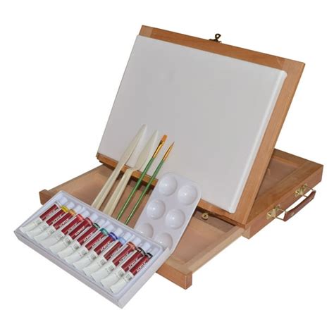 Art Advantage Wood Art Box Easel Acrylic Paint Set - Walmart.com ...