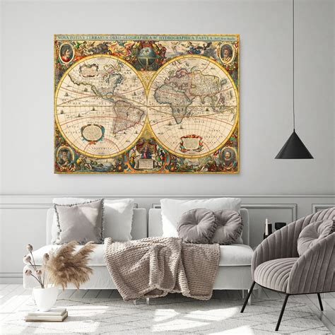 Antique World Map Canvas Old World Map Canvas Map Poster - Etsy