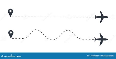 Airplane Dotted Path, Aircraft Tracking, Trace or Road Vector ...