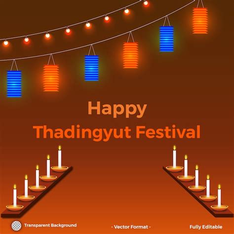 Premium Vector | Full moon day of thadingyut festival background with ...