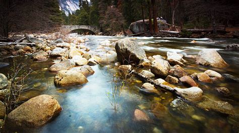 30+ Stone Bridge Yosemite National Park Merced River Bridge Stock ...