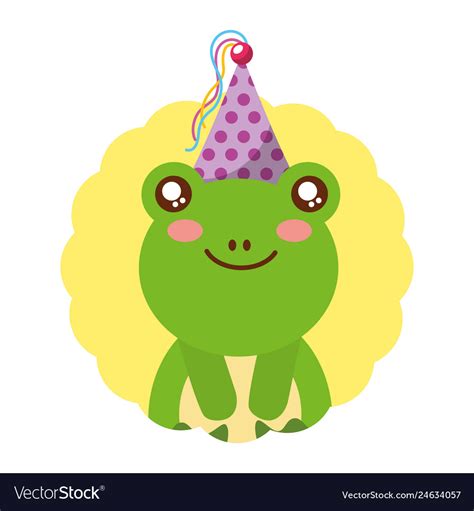 Cute frog birthday party hat Royalty Free Vector Image