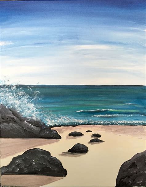 The Ocean ROCKS! | Beach painting, Landscape paintings, Pictures to paint