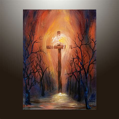 Holy Cross Acrylic Painting, Christian Art, Original Acrylic Painting ...