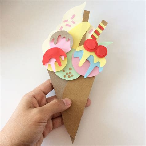 3D ice cream paper craft | Paper crafts, Crafts, Arts and crafts