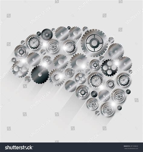 Gears Brain Design Over Grey Background Stock Vector (Royalty Free ...