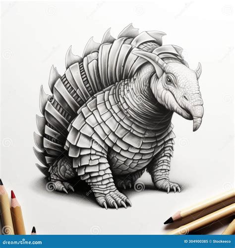 Realistic Armadillo Portrait Tattoo Drawing with High Contrast Stock ...