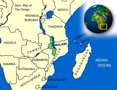 Malawi map. Terrain, area and outline maps of Malawi. | CountryReports ...