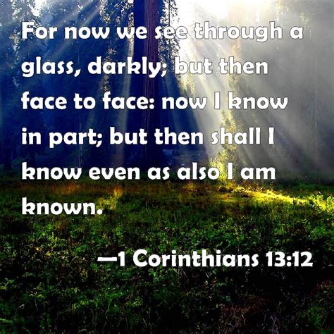 1 Corinthians 13:12 For now we see through a glass, darkly; but then ...