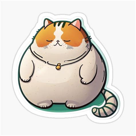 "Cute Fat Cat Funny Obese Animals Cartoon Anime Style" Sticker for Sale ...