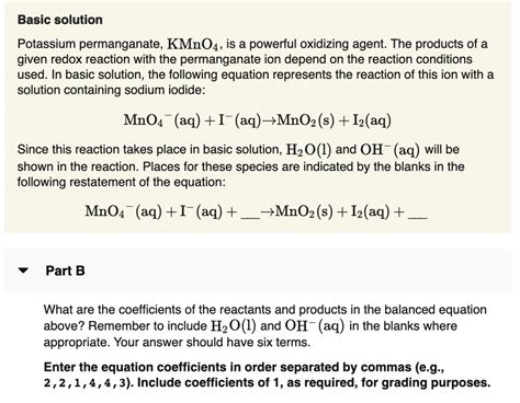 SOLVED: Potassium permanganate, KMnO4, is a powerful oxidizing agent ...