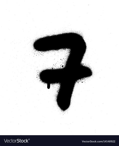 Graffiti sprayed number 7 seven in black on white Vector Image