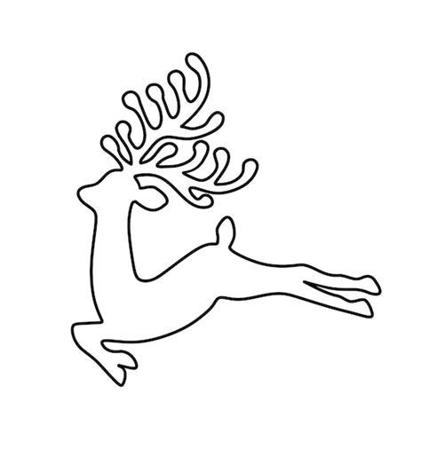 Premium Vector | Merry christmas outline black jumping reindeer deer ...