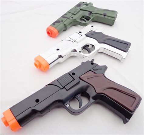 Toy Gun Military Detective 3x 9MM Pistol Cap Guns - Military & Adventure