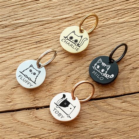 Cute Personalized Cat Collar Tag, Custom Cat Tag, Pet ID Tag for Cats ...