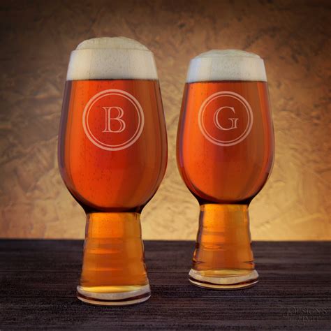 Personalized IPA Beer Glasses with Monogram Design Options