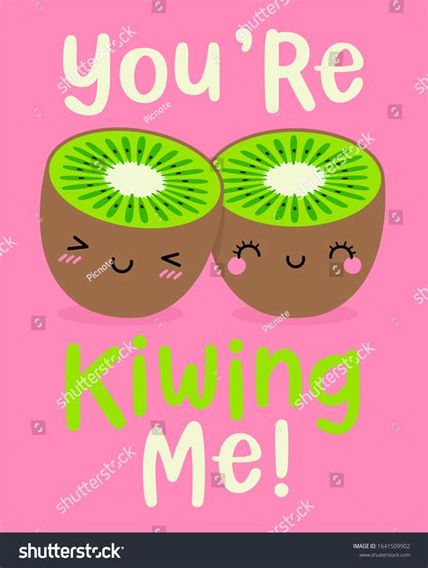 Hand Drawn Cute Couple Kiwi Fruit Stock Vector (Royalty Free ...