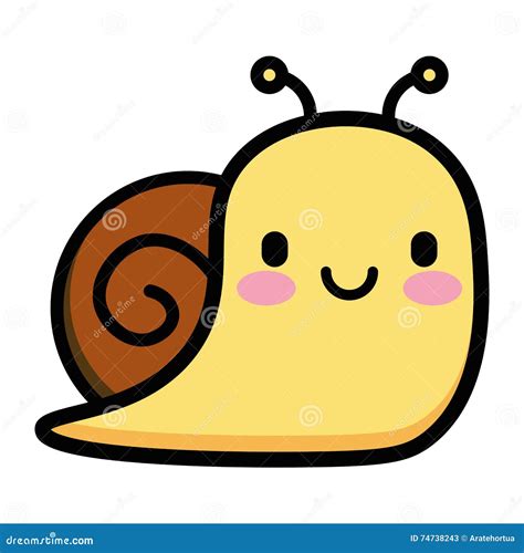 Cute Cartoon Snail Isolated on White Background Stock Illustration ...