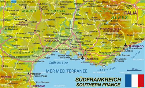 Map of Southern France (France) | Southern france, France, France map