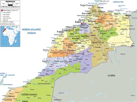 Large political and administrative map of Morocco with roads, cities ...