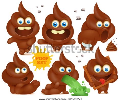 Set Brown Emoji Poop Cartoon Characters Stock Vector (Royalty Free ...