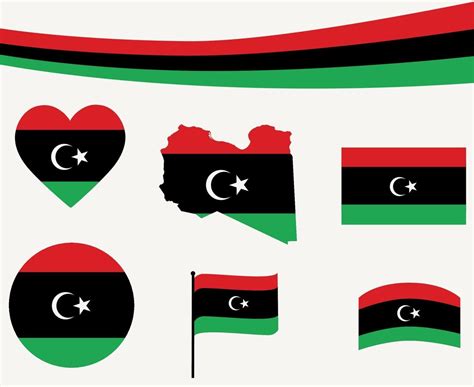 Libya Flag Map Ribbon And Heart Icons Vector Illustration Abstract ...