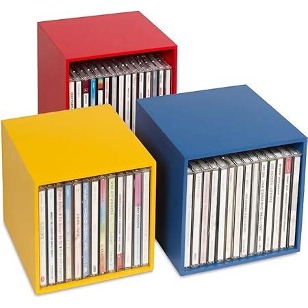 cubix CD Box Colour Wooden CD Storage Boxes Set of 3 CD Boxes Holds up ...