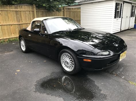 MIata MX5 MX-5 1996 Black & Tan with BBS wheels & Canvas tan top ...