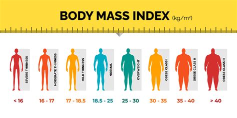 BMI classification chart measurement man colorful infographic with ...