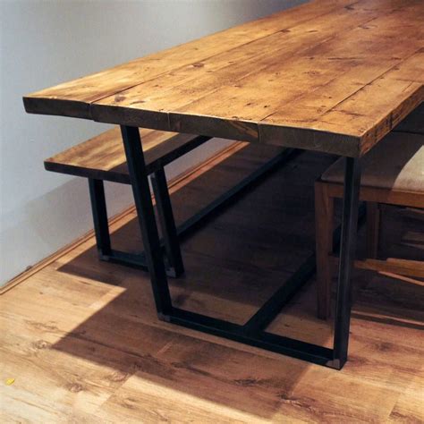 Reclaimed Wood Dining Table With Tapered Steel Frame | Dining table ...