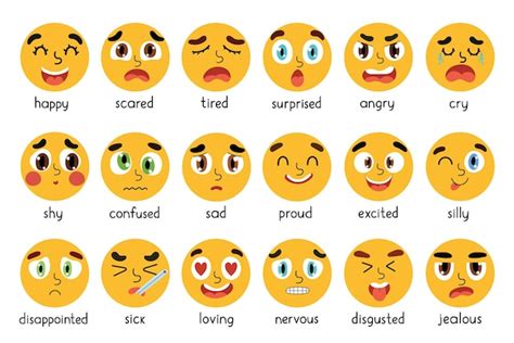 Premium Vector | Funny emoji set Different emotional expressions bundle ...