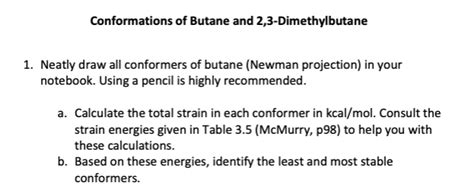 Solved Conformations of Butane and 2,3-Dimethylbutane 1. | Chegg.com