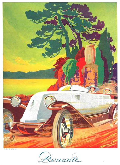 The 1920s-1924 ad for Renault car | Automotive art illustrations ...