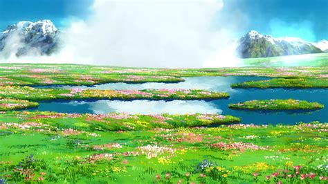 Flower Field Howl's Moving Castle Live Wallpaper - MoeWalls