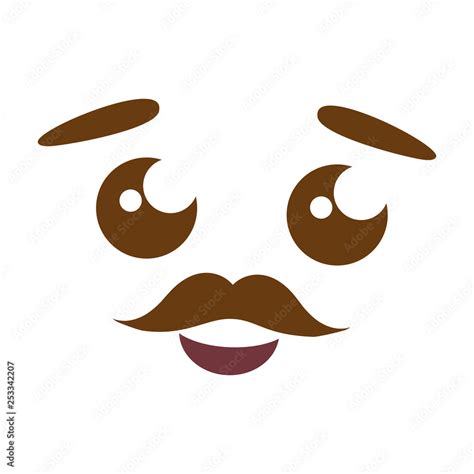 cartoon kawaii face mustache Stock Vector | Adobe Stock