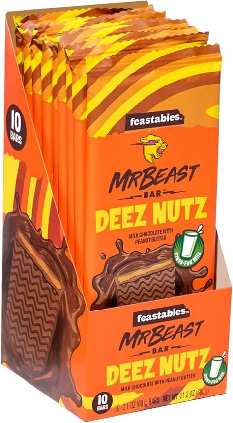 Feastables MrBeast Milk Chocolate Bars with Peanut Butter - Deez Nuts ...