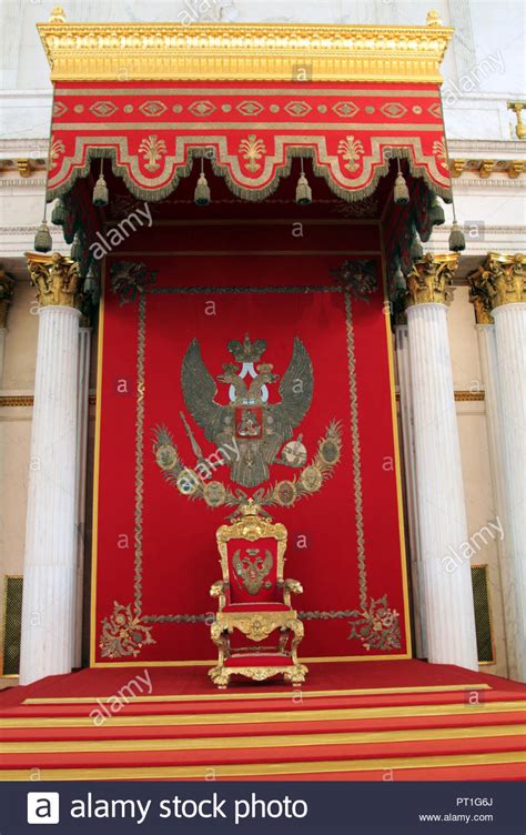 The throne in the Throne Room inside the Hermitage museum in St ...